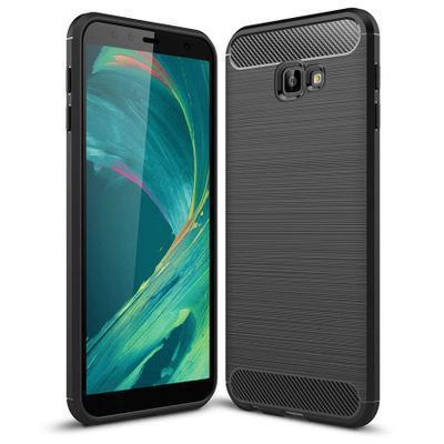 Capa Silicone Samsung Galaxy J4+ Fibra de Carbono Preto