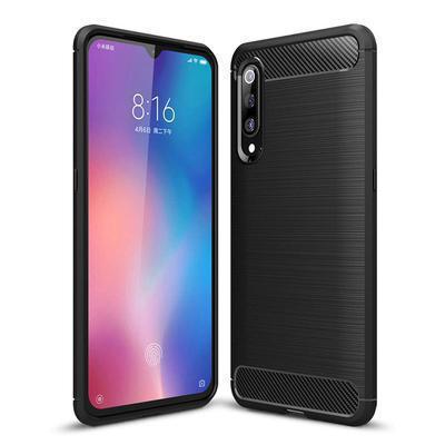 Capa Silicone Xiaomi Mi 9 Fibra de Carbono Preto