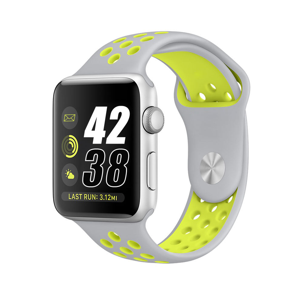 Pulseira Bracelete Desportiva Silicone para Apple Watch 42mm PRATEADO MATE/VERDE - Multi4you®