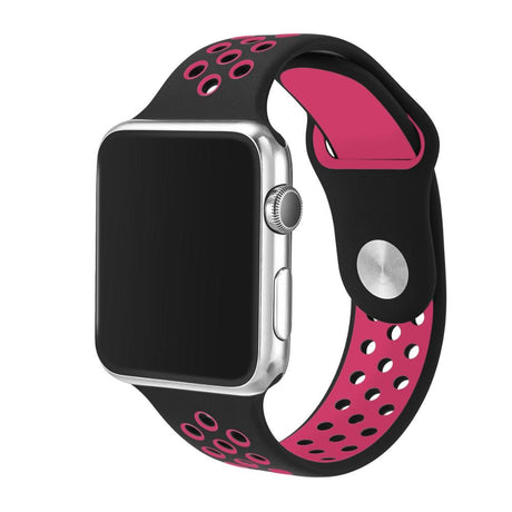 Pulseira Bracelete Desportiva Silicone para Apple Watch 38mm PRETO/ROSA - Multi4you®