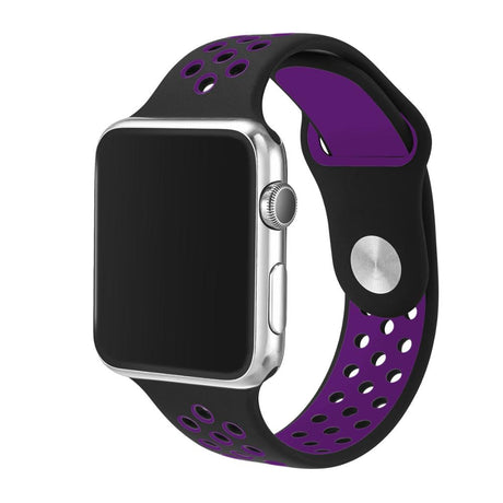 Pulseira Bracelete Desportiva Silicone para Apple Watch 38mm PRETO/ROXO - Multi4you®