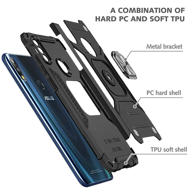 Capa Ring Armor para Asus ZenFone Max Pro M2 ZB631KL preto