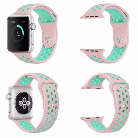 Pulseira Bracelete Desportiva Silicone para Apple Watch 42mm ROSA/VERDE - Multi4you®