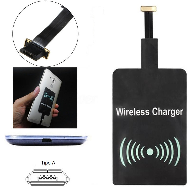 Receptor Wireless Charging Receiver Qi para Carregador Sem Fios - Micro USB A - Multi4you®