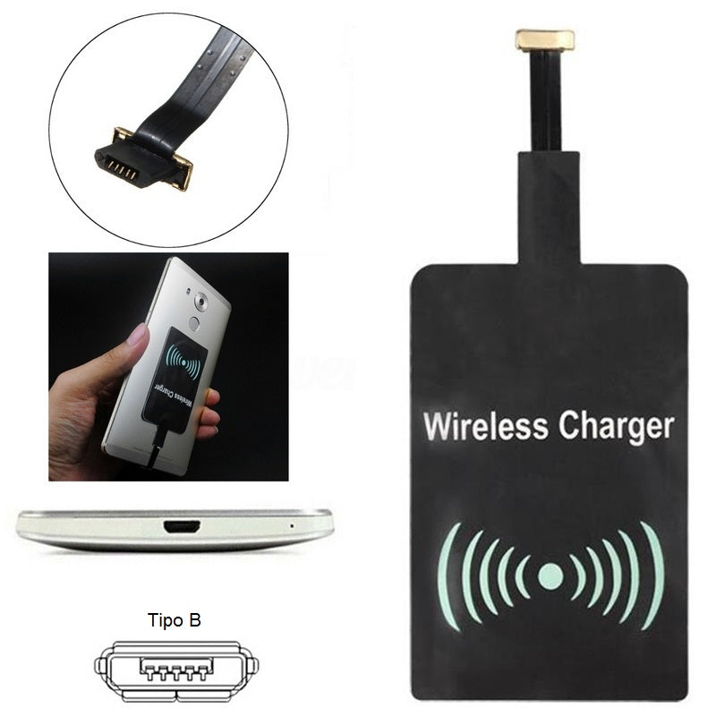 Receptor Wireless Charging Receiver Qi para Carregador sem fios - Micro USB B - Multi4you®