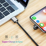 Rock® - Cabo USB-C 180 Graus Nylon Trançado Ultra Resistente - Preto