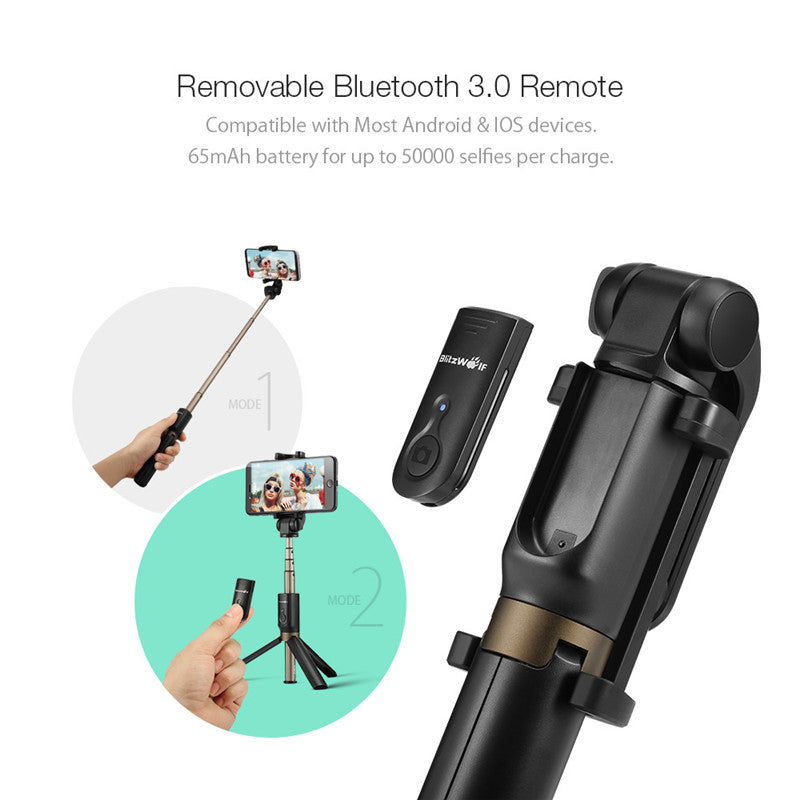 Selfie Stick Tripé com Comando Bluetooth para Smartphone - bastão de Selfie (80cm) - Multi4you®