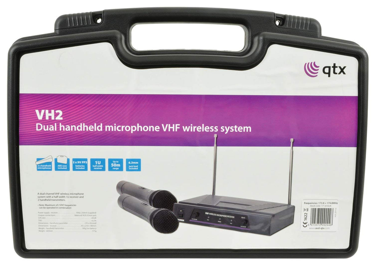 VH2 Sistema de Microfone Wireless 2 Canais - VHF - 173,8 + 174,8 MHz