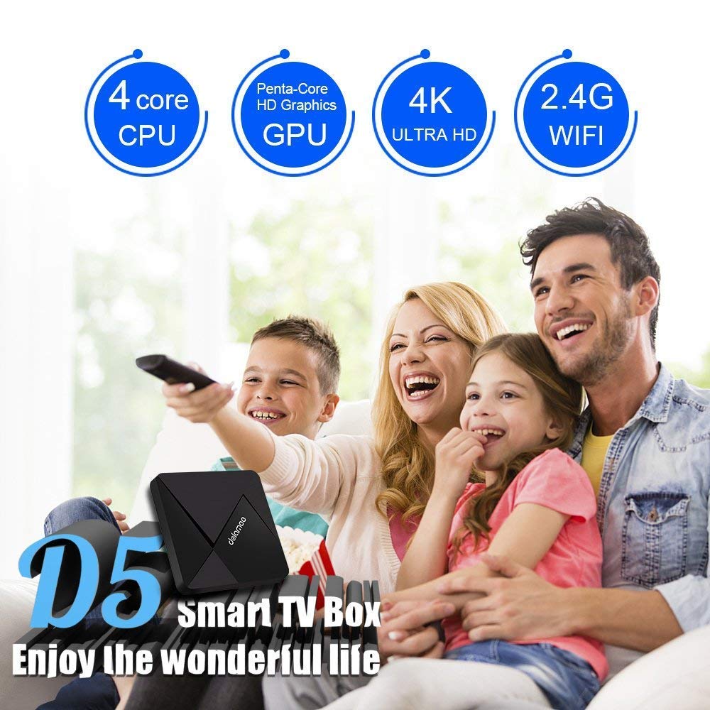 Smart Box TV Android DOLAMEE D5 2GB RAM 8GB 4K Quad Core Media Player 2.4G WIFI Bluetooth 4.0 Android 6.0