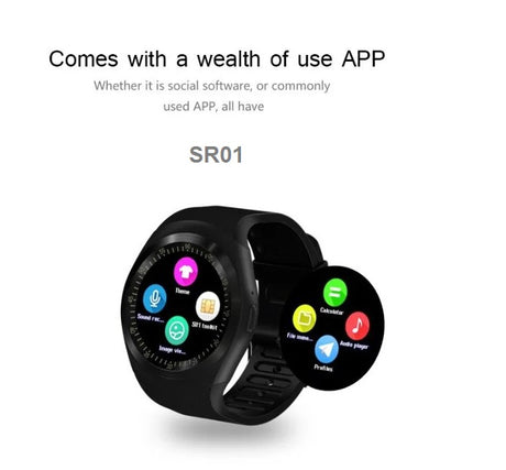 Smartwatch Bluetooth RS01 / Y1 Resistente a Água Android / iOS (Multilingue) (Preto) - Multi4you®