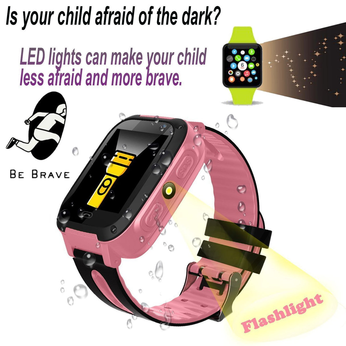 Smartwatch com GPS Flash Night Para Crianças - Safe-Keeper (Rosa) - Multi4you®