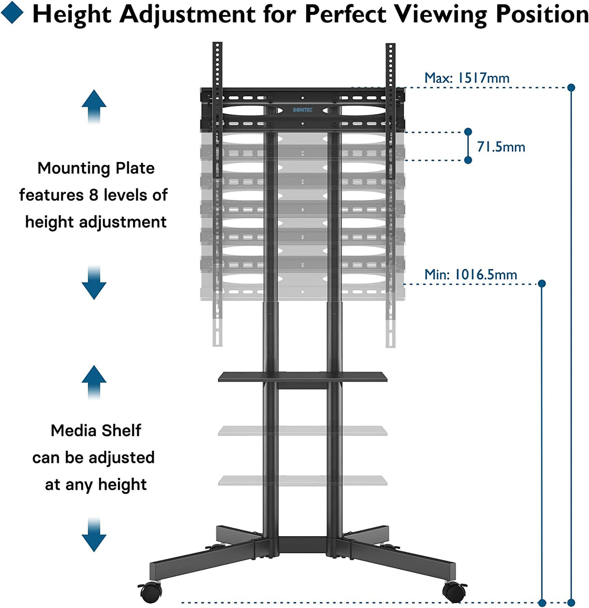 Suporte TV chão Móvel com rodas 32" - 85" - 60kg