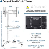 Suporte TV chão Móvel com rodas 32" - 85" - 60kg