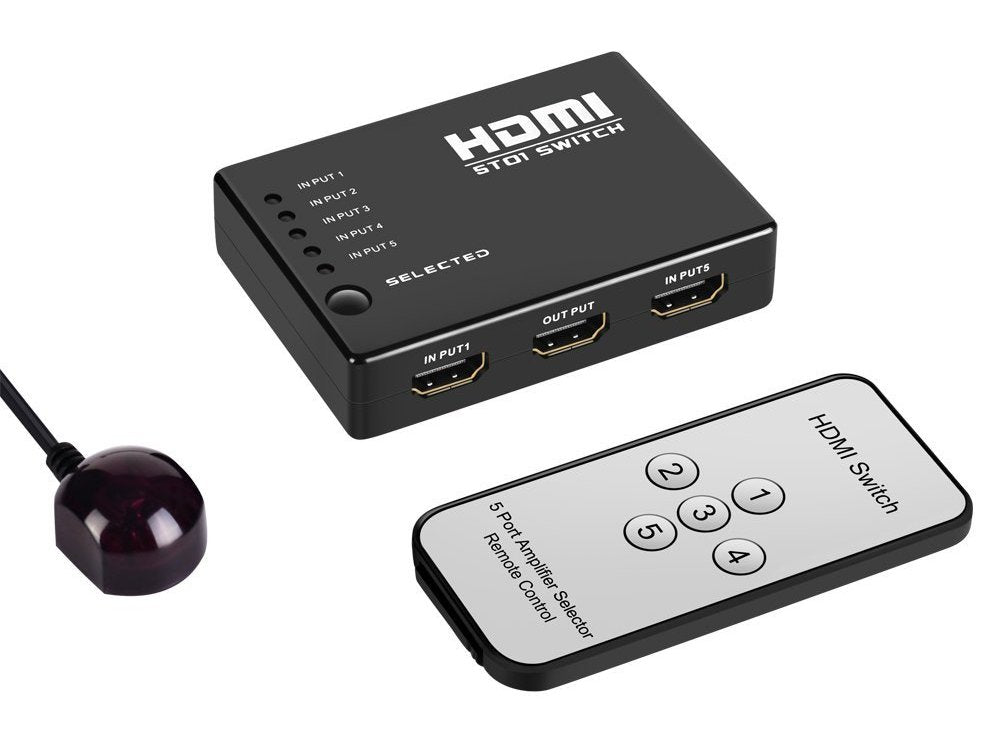 Switch Multiplicador HDMI 5 x 1 Repartidor 5 Portas com Comando e Alimentação - Multi4you®