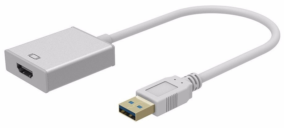 Adaptador Conversor USB 3.0 para HDMI Fêmea / Placa Gráfica (Cinzento) - Multi4you®