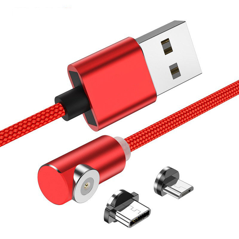 Cabo Magnético USB C / Micro USB / Lightning 90° Ultra Resistente Nylon Trançado