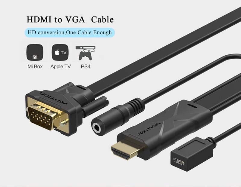 Conversor Vention HDMI para VGA com Áudio e Alimentação (2m)