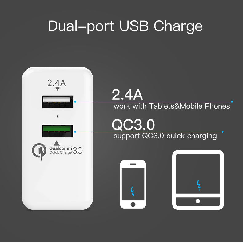 Carregador Vention de Viagem USB Qualcomm Quick Charger 3.0 - Fast Charger