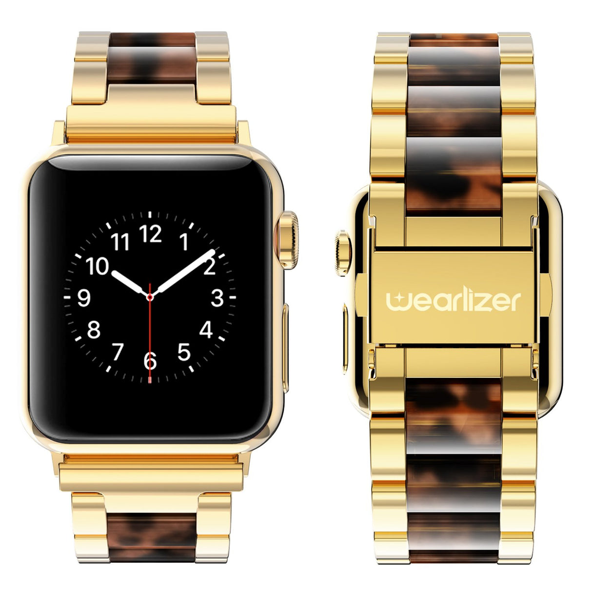 Wearlizer pulseira para Apple Watch 42mm 44mm, de aço inoxidável Dourado e Âmbar