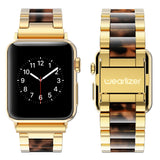 Wearlizer pulseira para Apple Watch 42mm 44mm, de aço inoxidável Dourado e Âmbar