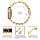 Wearlizer pulseira para Apple Watch 42mm 44mm, de aço inoxidável Dourado e Âmbar