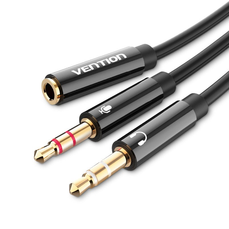 VENTION Cabo de Áudio 2 em 1 - 2 jack 3,5mm para 1 jack F 3,5mm - (fones e micro)