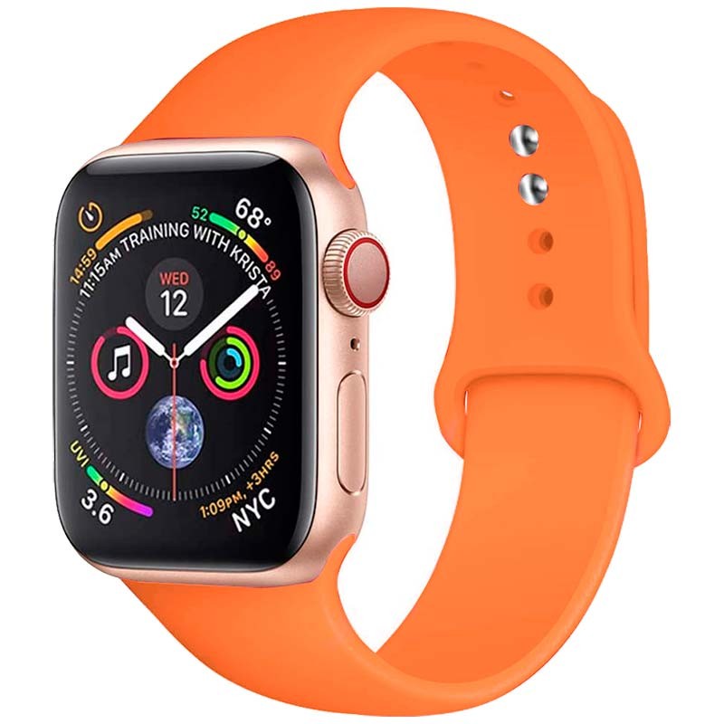 Pulseira de Silicone Apple Watch 42/44mm - compatível com Apple Watch 3/4/5/6/SE (Laranja)