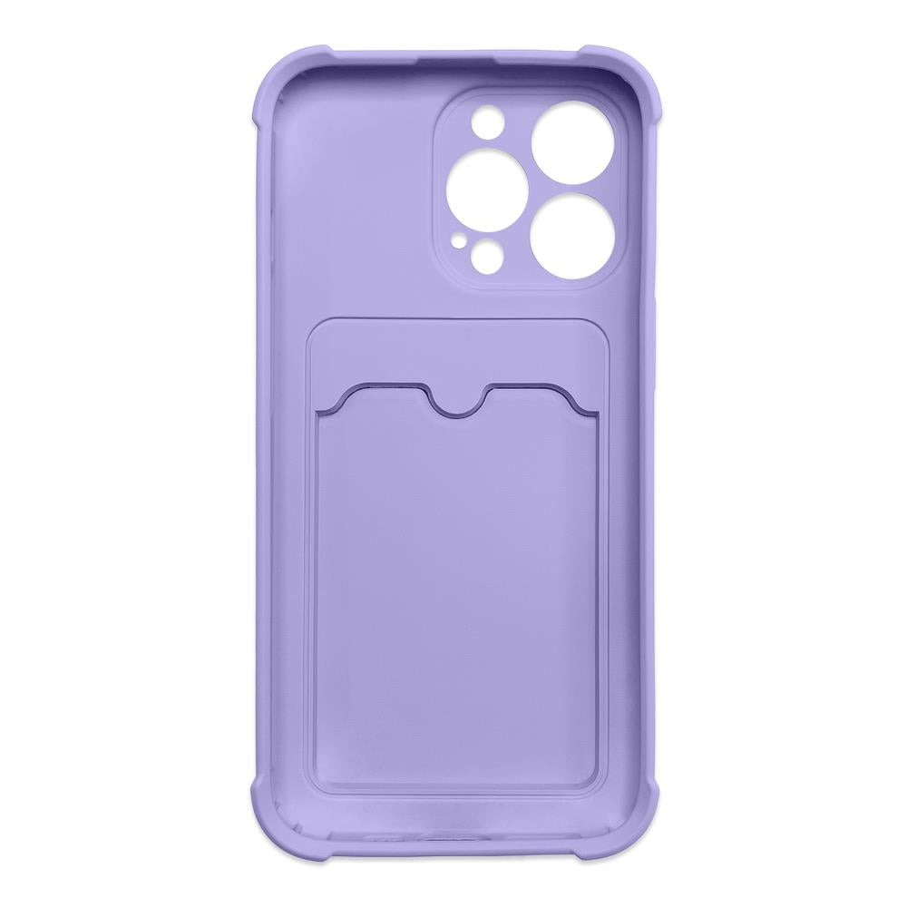 Capa de silicone rígida com porta cartão roxo para Iphone 13