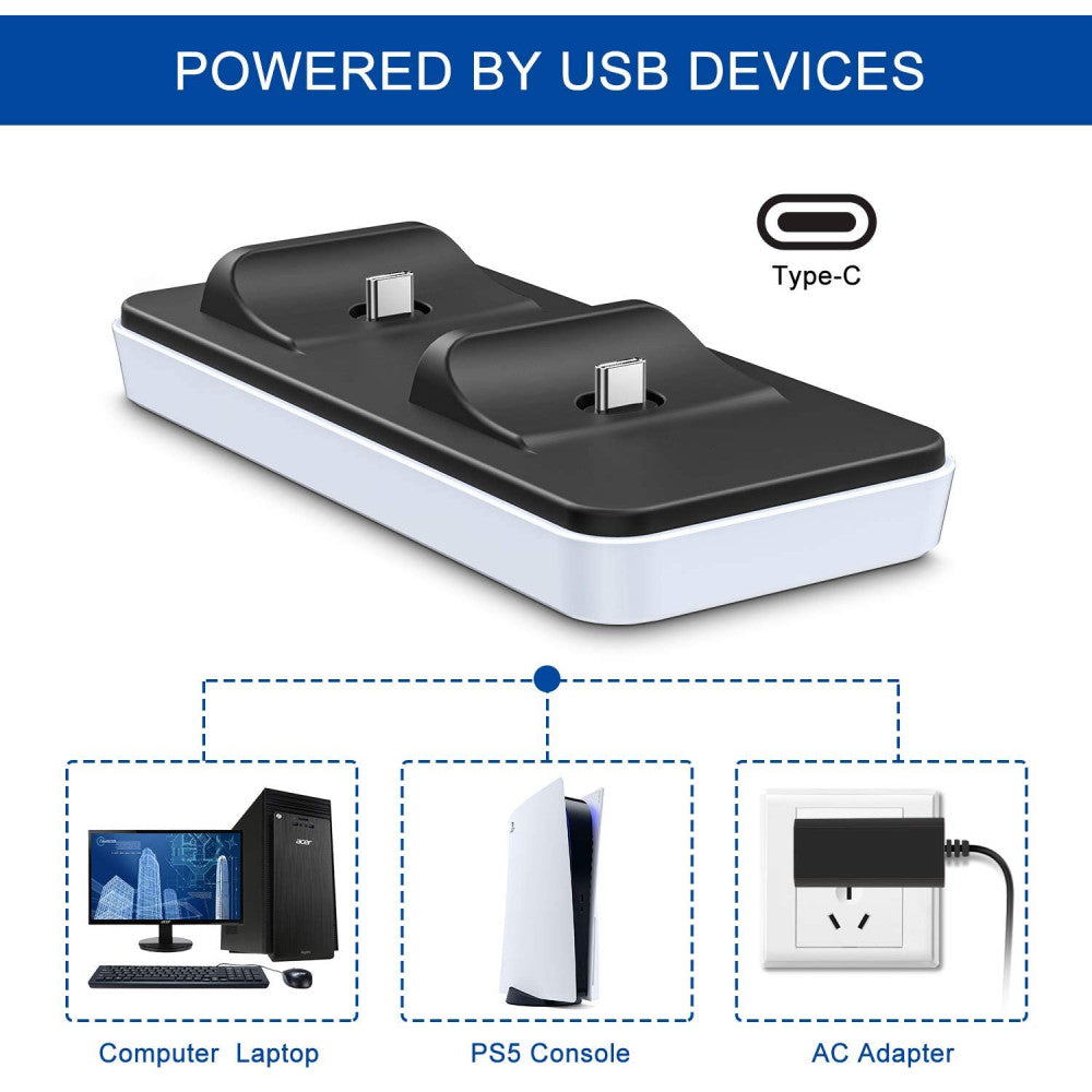 Base Carregamento para Comando PS5 DualSense – Dock Station - Branco