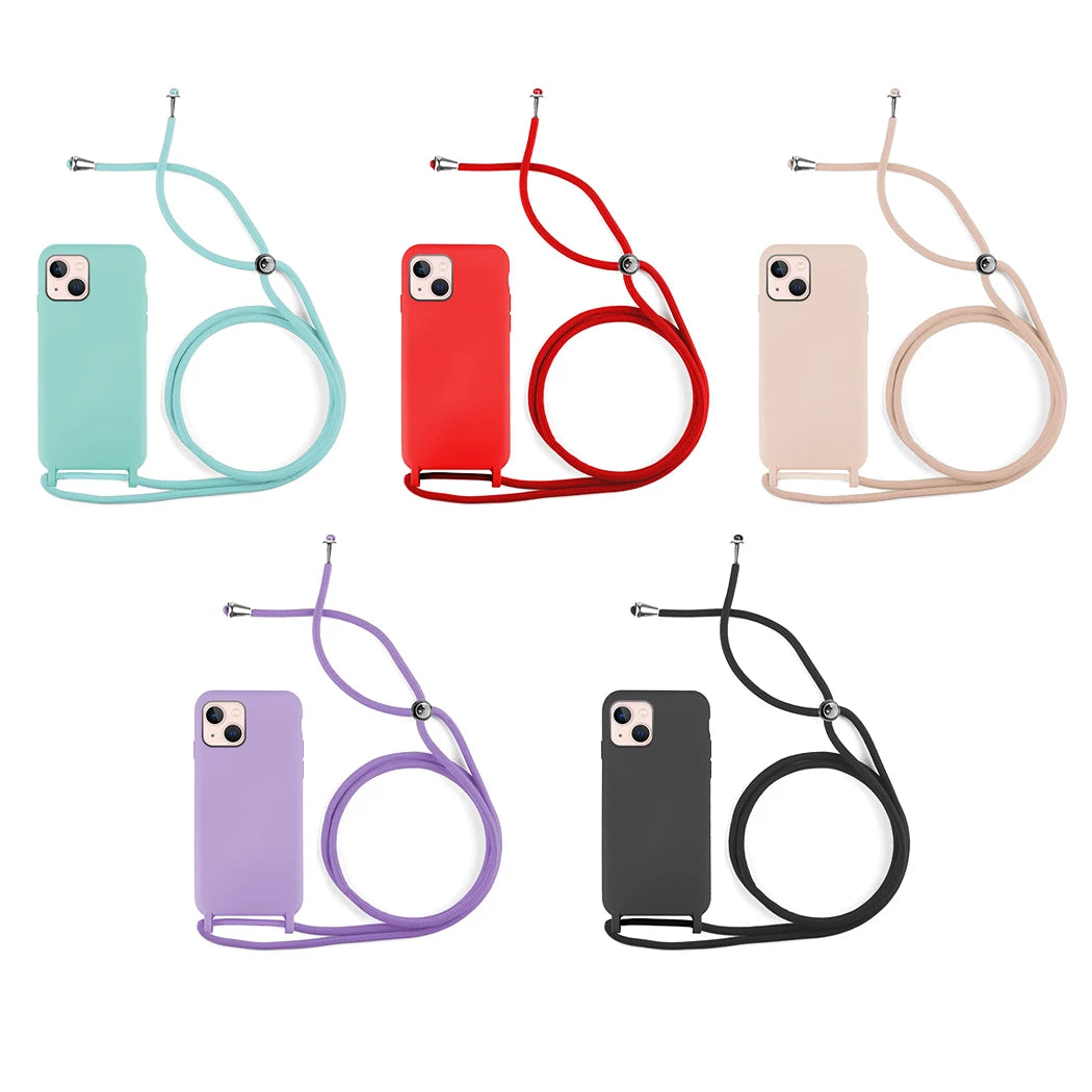 Capa de Silicone com Cordão iPhone 14 PLUS Vermelho