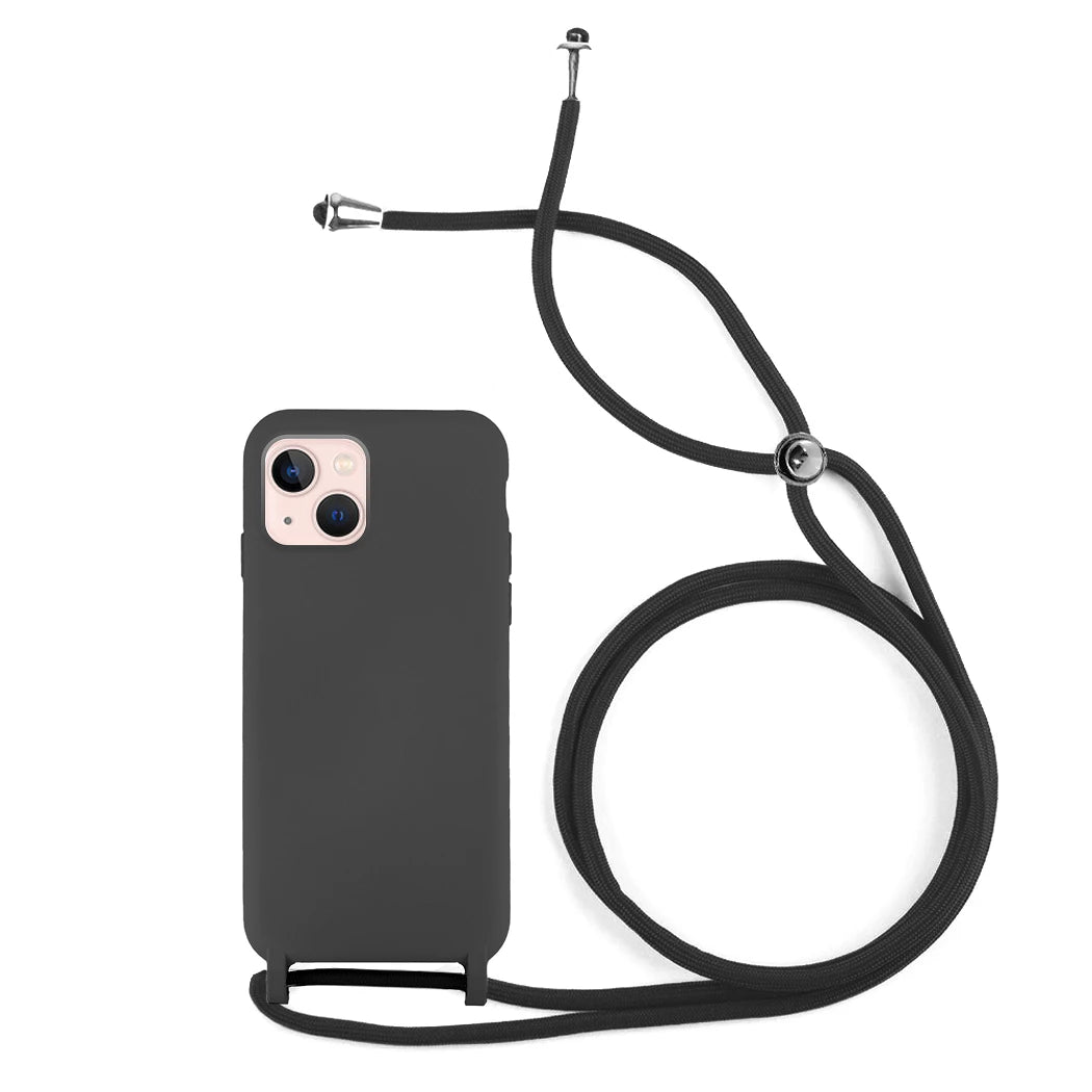 Capa de Silicone com Cordão iPhone 14 PLUS Preto
