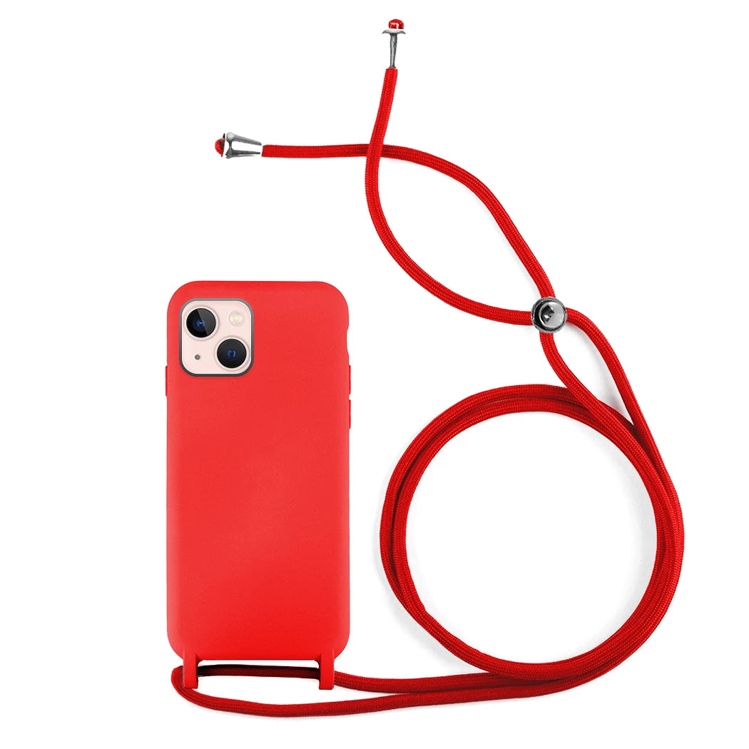 Capa de Silicone com Cordão Iphone 14 Vermelho