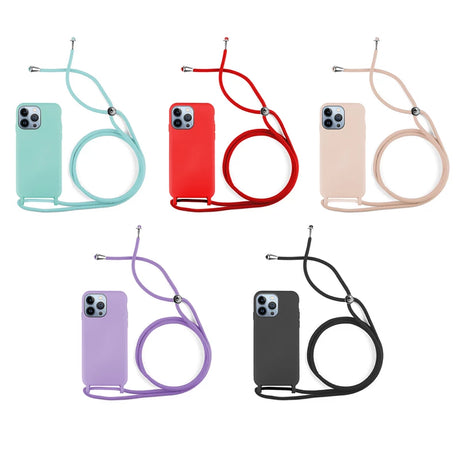 Capa de Silicone com Cordão iPhone 14 PRO MAX Lilas