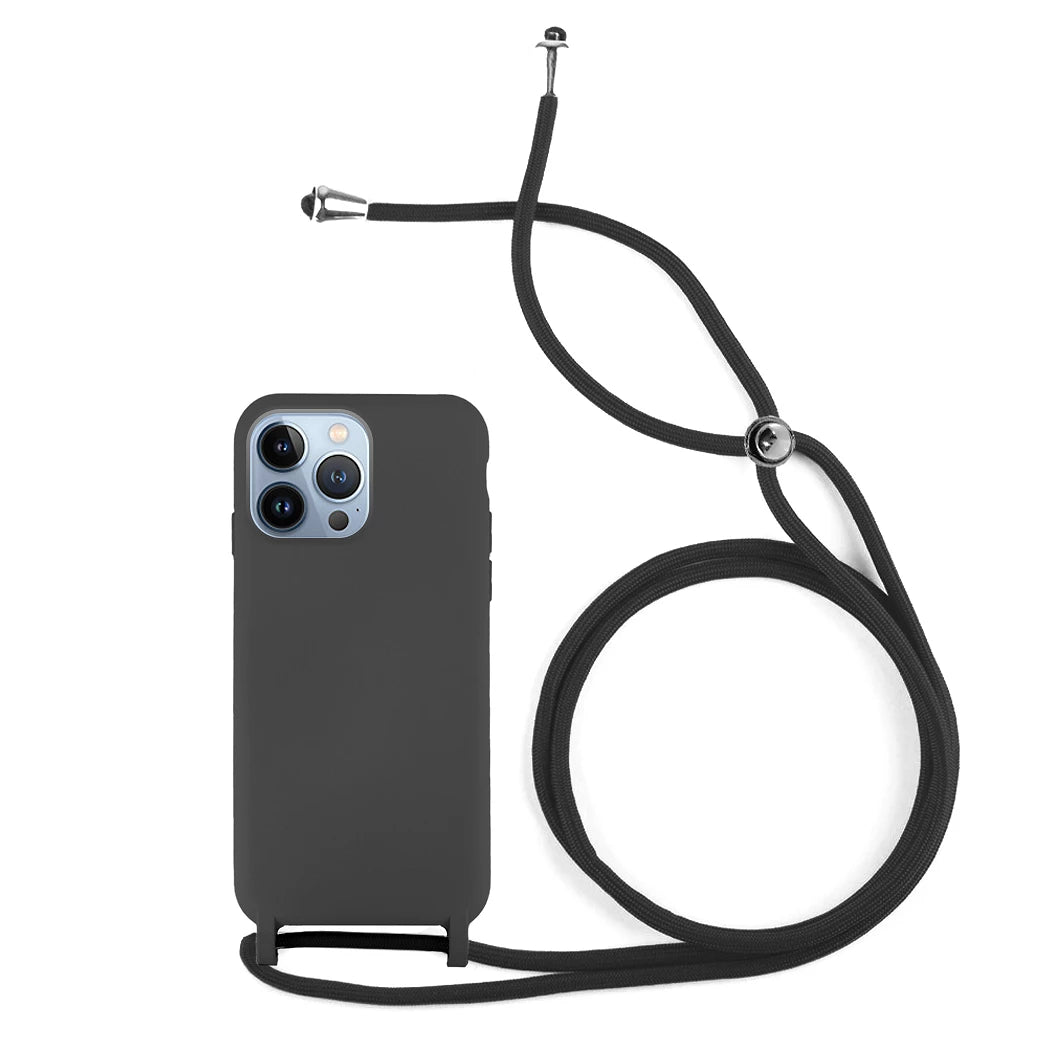 Capa de Silicone com Cordão iPhone 14 PRO MAX Preto