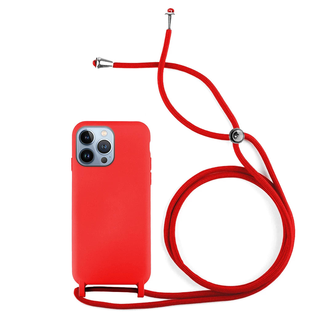 Capa de Silicone com Cordão iPhone 14 PRO Vermelho