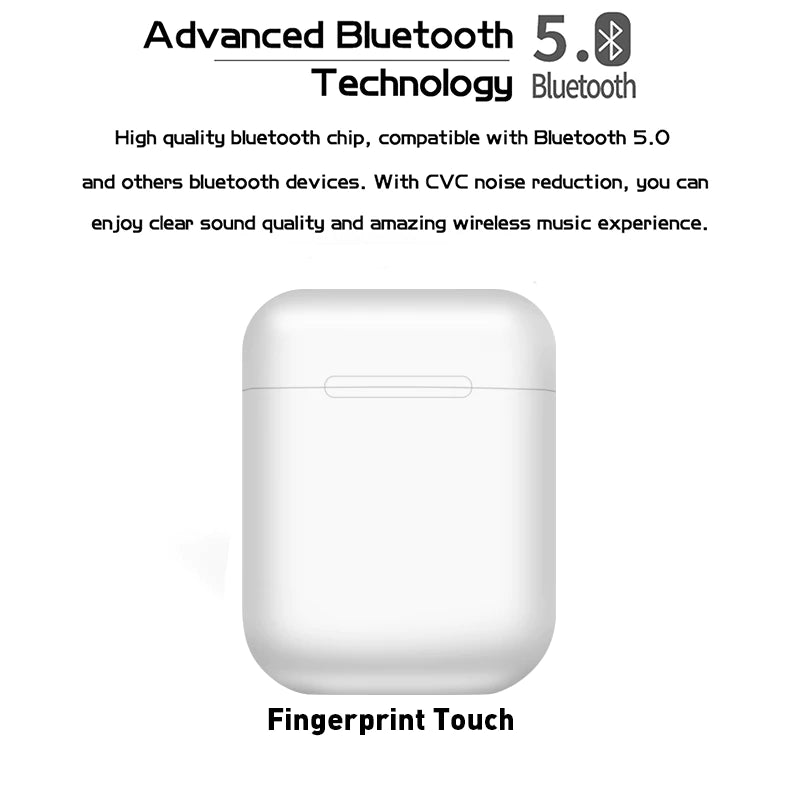 Auriculares Bluetooth i12 TWS 5.0 Branco - Multi4you®