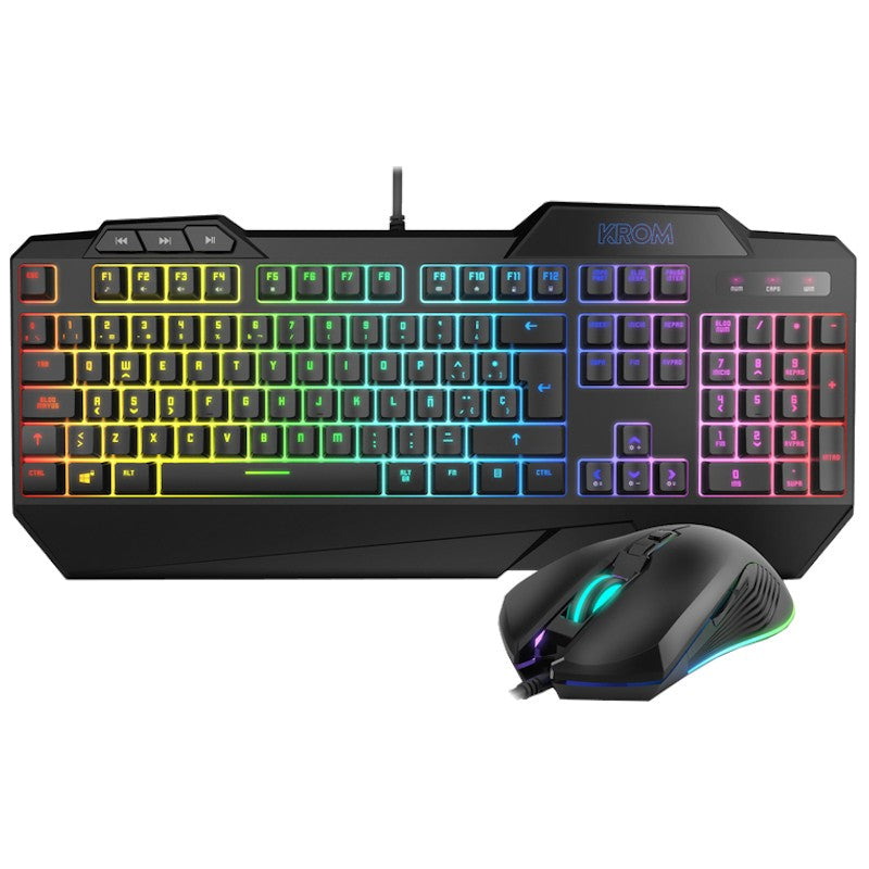 Kit de teclado e mouse Krom Krusher RGB USB