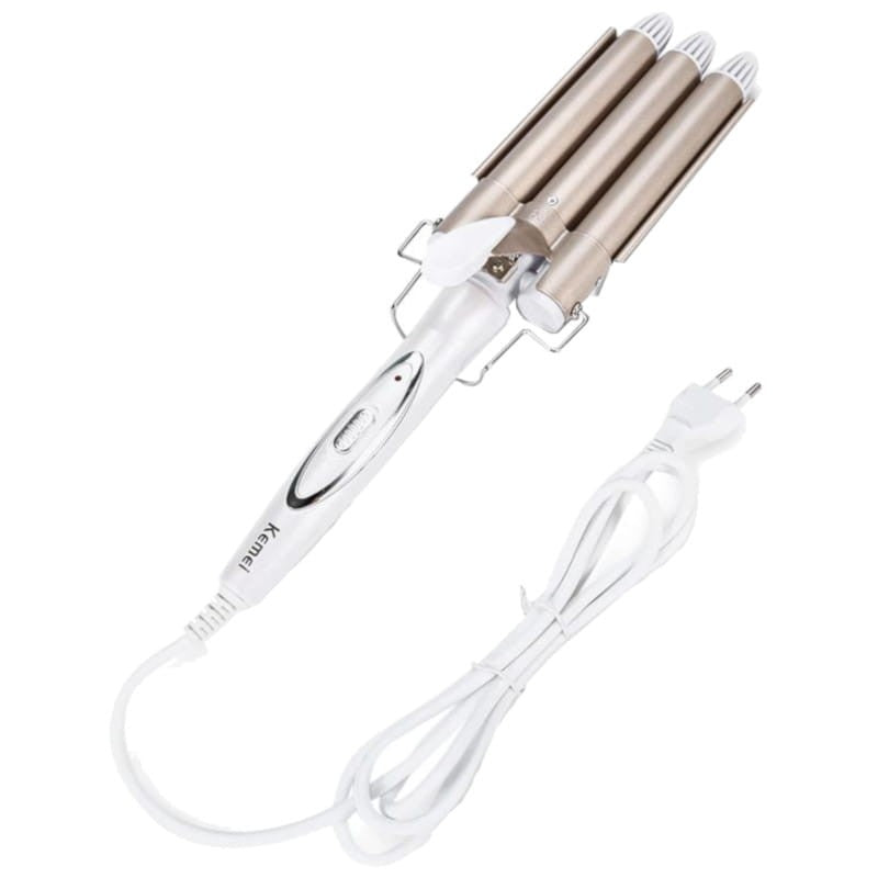 Modelador de Cabelo Kemei KM-1010 Turmalina Branco/Dourado