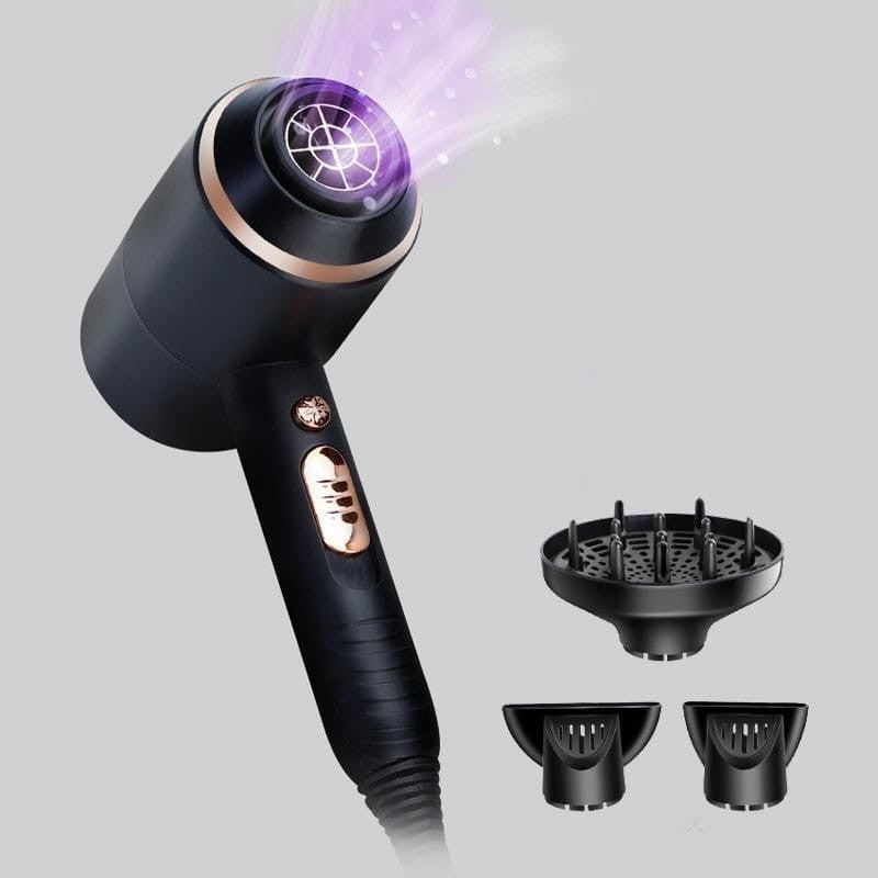 Secador de Cabelo Kemei KM-8896 SuperPower 4000W 4 em 1 Preto/Dourado